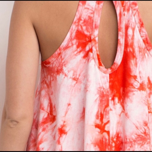 Orange and White Tie Dye Tank - Picture 6 of 6